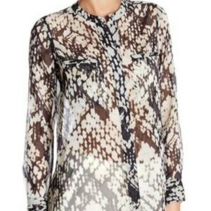 Vince Sheer Basketweave Silk Top